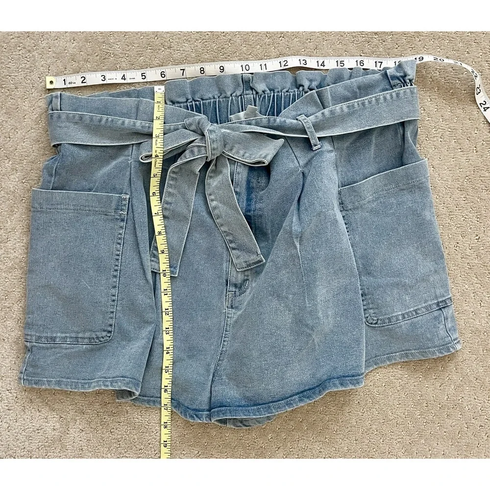 SWEET GENERIS Women's‎ PLUS Blue Cotton Denim Belted Jean Shorts-Sizes 1X and 3X